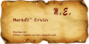 Markó Ervin névjegykártya
