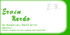 ervin marko business card